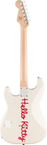 Back of Squier Fender x Hello Kitty White Stratocaster.