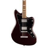Front of Squier Paranormal Baritone Jazzmaster HH Laurel Oxblood.