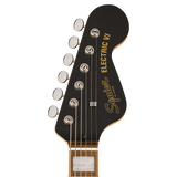Headstock of Squier Paranormal Electric VI Laurel 3-Color Sunburst.