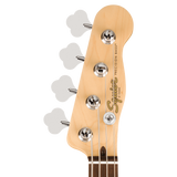 Headstock of Squier Paranormal Precision Bass Thinline SJ Laurel 3-Color Sunburst.