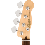 Headstock of Squier Paranormal Precision Bass Thinline SJ Laurel Olive.