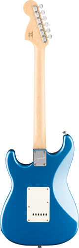 Back of Squier Paranormal Stratocaster Deluxe Maple Lake Placid Blue.