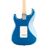 Back of body of Squier Paranormal Stratocaster Deluxe Maple Lake Placid Blue.