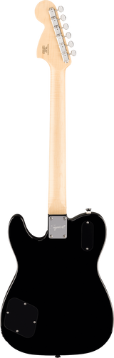 Back of Squier Paranormal Troublemaker Telecaster Deluxe Bigsby Laurel Black.