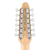 Back of headstock of Squier Paranormal Troy Van Leeuwen Telecaster XII Copper.