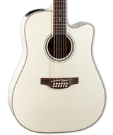 Front of Takamine GD37CE12PW 12 String Pearl White.