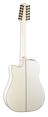 Back of Takamine GD37CE12PW 12 String Pearl White.