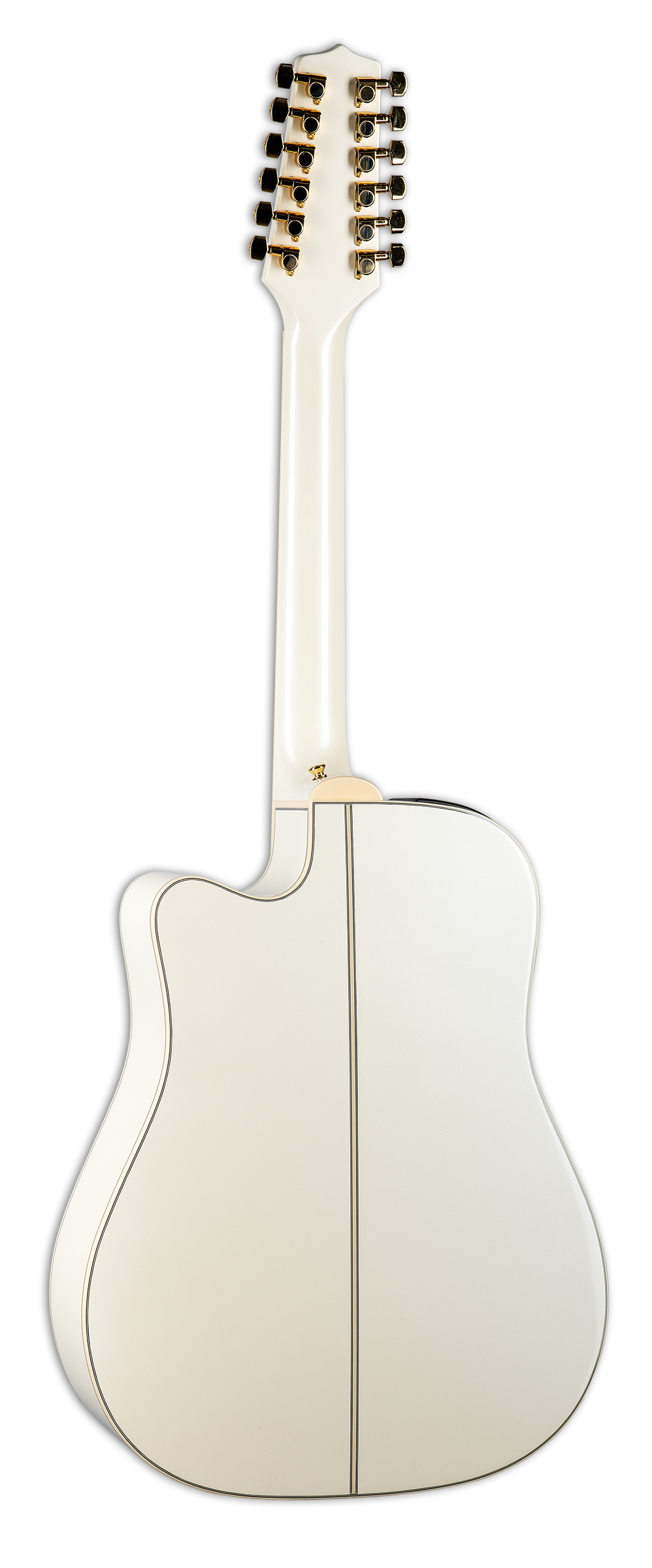 Back of Takamine GD37CE12PW 12 String Pearl White.