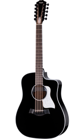 Full frontal of Taylor Somos 250ce Plus BLK Bajo Quinto 10-string, Black.