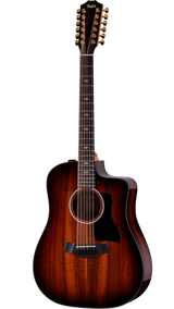 Full frontal of Taylor Somos 260ce-K DLX Doce Doble 12-string, Koa.
