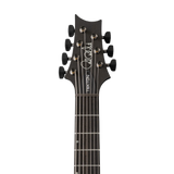 Front of headstock of PRS Tekton SVN 7 String Fuchsia Aura