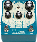Front angle of Earthquaker Devices Towers Soundscape Generator Stereo Reverberant Filter.