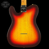 Electric guitar with sunburst finish on a black background, featuring the Tone Shop logo.