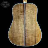 Back of Martin Custom Shop Dread 45 Style Adirondack/Exceptional Broad Figure Koa.