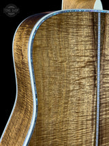 Back angle of Martin Custom Shop Dread 45 Style Adirondack/Exceptional Broad Figure Koa.