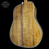 Back angle of Martin Custom Shop Dread 45 Style Adirondack/Exceptional Broad Figure Koa.