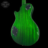 Back angle of PRS S2 Wood Library McCarty 594 Singlecut Quilt Eriza Verde.