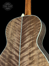 Back angle of Martin Custom Shop 00 28 Style Adirondack / Exceptionally Figured Black Walnut.