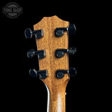 Back of headstock of Taylor Custom TSG Anniversary Dread Adirondack / Indian Rosewood 1207245040.