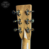 Back of headstock of Martin Custom Shop Dread 45 Style Adirondack/Exceptional Broad Figure Koa.
