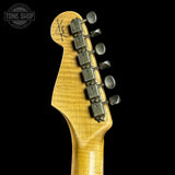 Back of headstock of Fender Custom Shop 1957 Stratocaster Relic 2 Tone Sunburst AAA Maple Neck.