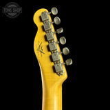 Back of headstock of Fender Custom Shop 50S Thineline Telecaster Journeyman Relic Aged Candy Apple Red.