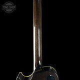 Back of neck of Collings CL City Limits DLX Quilt Top Acid Wash Charcoal Burst.