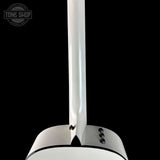Back of neck of Taylor 2025 Namm Custom #5 Grand Pacific Pearl White.