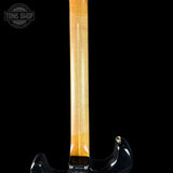 Back of neck of Fender Custom Shop Limited Edition Roasted '54 Strat Journeyman Relic Aged Black.