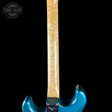 Back of neck of Fender Custom Shop 1963 Stratocaster Journeyman Relic Ocean Turquoise AAA Maple Neck.