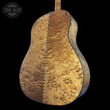 Back angle of Collings CJ Old Growth Sitka Baked Bubble Maple.