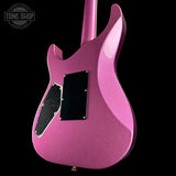 Back angle of ESP USA M-II NTB Floyd Rose Gold Hardware Disco Pink Sparkle SD2.