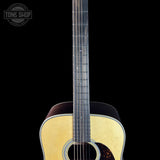 Fretboard of Martin Custom Shop Dread 28 Style Adirondack / Wild Grain East Indian Rosewood.