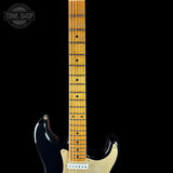 Fretboard of Fender Custom Shop Limited Edition Roasted '54 Strat Journeyman Relic Aged Black.