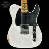 Front of Fender Custom Shop 1951 Nocaster Relic White Blonde.