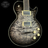 Front angle of Collings CL City Limits DLX Quilt Top Acid Wash Charcoal Burst.