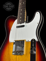 Front angle of Fender Custom Shop 1960's Telecaster Custom Journeyman Relic Chocolate 3 Tone Sunburst.