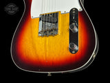 Front angle of Fender Custom Shop 1960's Telecaster Custom Journeyman Relic Chocolate 3 Tone Sunburst.