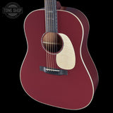 Front angle of Martin Custom Shop Slope Shoulder Dread Spruce/Mahogany Burgundy.