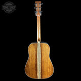 Full back of Martin Custom Shop Dread 28 Style 1933 Ambertone Adirondack / Guatemalan Rosewood.