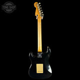 Full back of Fender Custom Shop Limited Edition Roasted '54 Strat Journeyman Relic Aged Black.