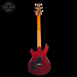 Full back of PRS Wood Library Custom 24 Quilt 10 Top Dark Cherry Sunburst.