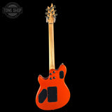Full back of EVH Custom Shop Wolfgang 2H Black Metallic/Candy Tangerine.