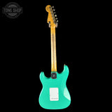Full back of Fender Custom Shop 70th Anniversary 1954 Stratocaster Journeyman Relic Seafoam Green.