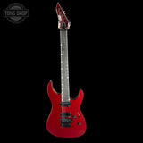 Red electric guitar on a black background with 'Tone Shop' logo.