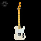 Full front of Fender Custom Shop Vintage Custom 1950 Pine Esquire Time Capsule Aged White Blonde.