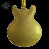 Back of Gibson Custom Shop 1959 ES-355 Reissue Diamond F-Holes Gold Sparkle Heavy Flake Gloss.