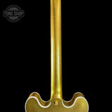 Back of neck of Gibson Custom Shop 1959 ES-355 Reissue Diamond F-Holes Gold Sparkle Heavy Flake Gloss.