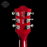 Back of headstock of Gretsch G6119T Pro Players Edition Tennessee Rose Dark Cherry Stain.