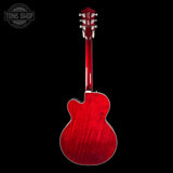 Full back of Gretsch G6119T Pro Players Edition Tennessee Rose Dark Cherry Stain.